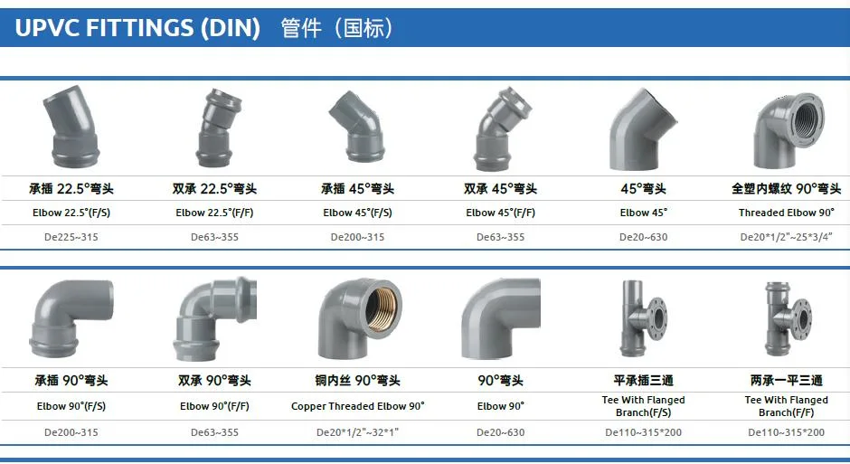 DIN DN100~200 PVC/UPVC 45 Deg Degree Elbow Pipe Ftitting Pn16 Cenit